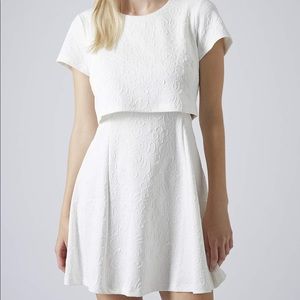 TopShop jersey skater dress w/ sleeves & overlay